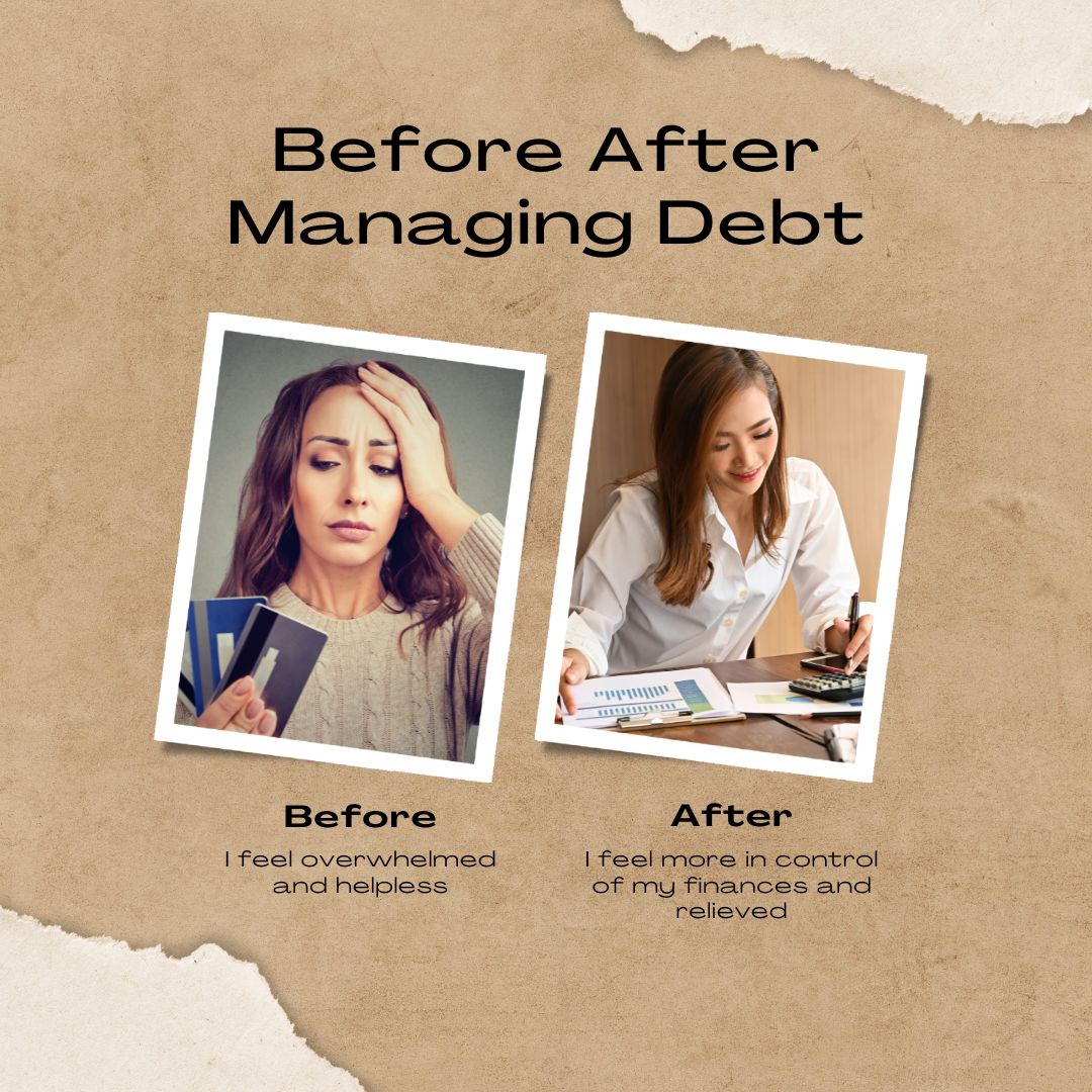 Neutral Minimalist Managing Debt Before After Instagram Post